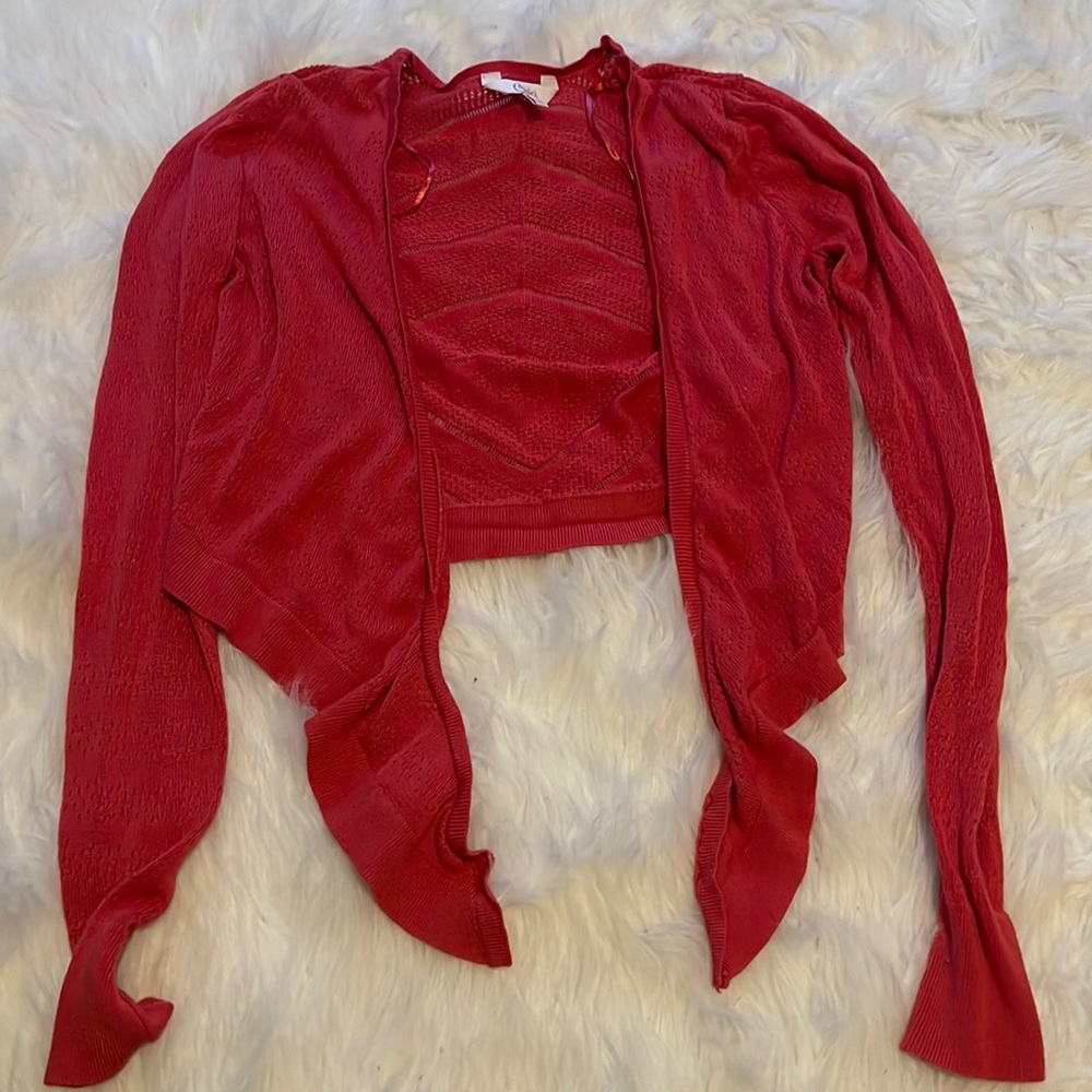 candies medium sized red cardigan/sweater